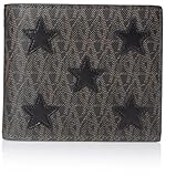 YVES SAINT LAURENT Men's Toile Monogram California East/West Printed Leather Star-Stitched Wallet, Brown/Black, One Size