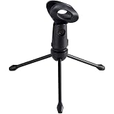Gator Frameworks Mini Tripod Desktop Microphone Stand with Clip for Wired Mics and Collapsible Legs (GFW-MIC-0250)