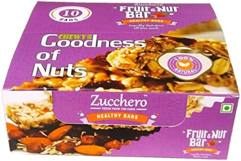 Zucchero Gourmet Fruit and Nut Bar Nutrition Power Packed - Pack of 10