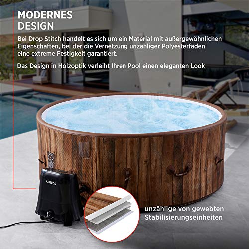 Arebos aufblasbarer Whirlpool | extra dünn | In- & Outdoor | 7 Personen | ⌀ 180 cm | Drop-Stitch-Technologie | 130… – Bild 5