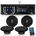 Marine Head Unit Receiver Speaker Kit - In-Dash LCD Digital Stereo Built-in Bluetooth & Microphone w/ AM FM Radio System 6.5'' Waterproof Speakers (4) MP3/SD Readers & Remote Control - Pyle PLMRKT48BK primary