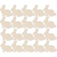 ARTIBETTER 20pcs Rabbit Bunny Cutout Wooden Embellishments Unfinished Wood Hanging Tags Decor for Party Decorations Supplies