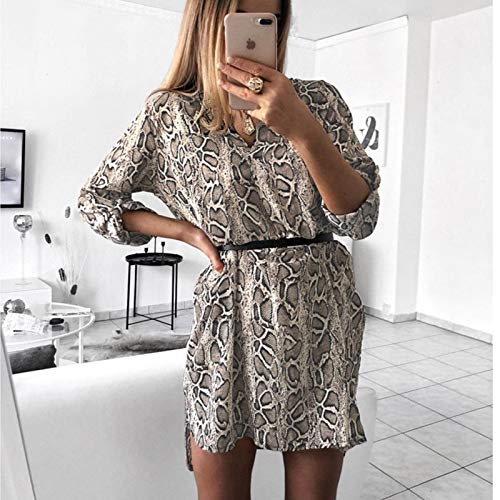 Vestido camisero con estampado de serpiente Cuello en V Manga larga Top casual Vestido camisero con estampado de… Vestido camisero con estampado de serpiente Cuello en V Manga larga Top casual Vestido camisero con estampado de… - Imagen 6