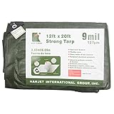 Hanjet 12' x 20' 9-mil Thick Green Camping Tarp Shelter Waterproof for Boat Pool