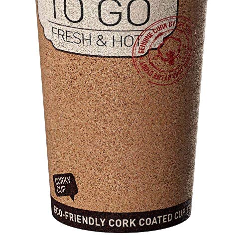 Reusable Insulated Cork Coffee To Go Mug for Travel and Work - 16 Ounces ANTI-BACTERIAL & ANTI-SLIP Coffee/Tea Mug - Thumbnail 3