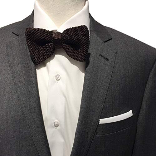 Men's Knitted Bow Silk Pre-Tied Bow Tie and Hanky Set Brown and Gentleman Towel Linen Cotton White Ideal for Shirt Suit Casual Out & # XFB01 T