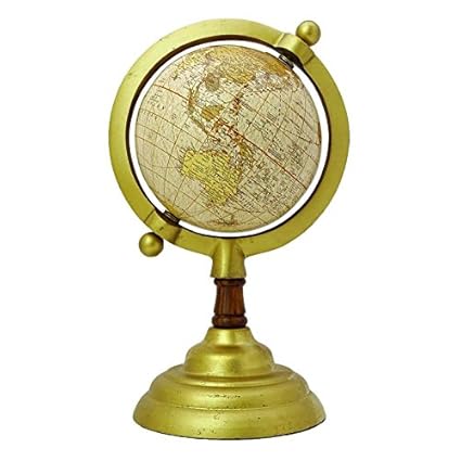 Aone India World Globe with Full Ring Educational Learning Rotating Desktop Globe - Perfect for Kids, Geography Students, Teachers and More - Classic Design - 4 Inches