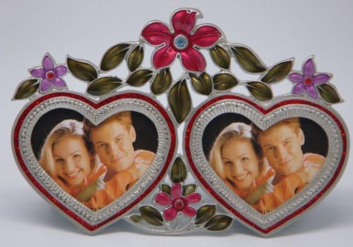 2 - 3×3 Hearts - 2 Large Red &amp; 2 Lavender Flowers w/Crystal Accents (Item # 957)