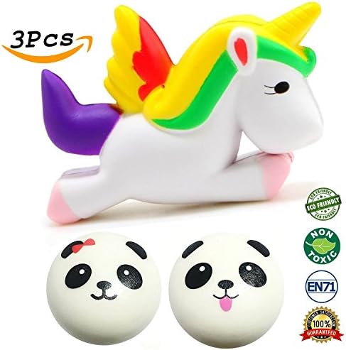 Squishies Slow Rising Unicorn Panda 3 Pcs Squishy Kawaii Cute Colored Creamy Scent for Kids Party Toys Stress Reliever Toy