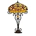 Serena d'italia Baroque Tiffany Style Table Lamps, Mosaic Stained Glass Lamp, Ornate Jeweled Zinc Metal Base, Double Pull Chain (Orange, Red, Green)