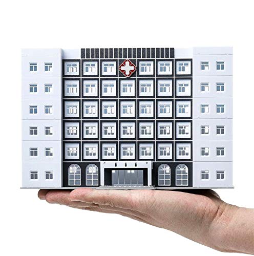 EatingBiting 1/150 N Scale Hospital Buildings Model Office Skyscraper Assembled Scene Parts 6-Story White Building Sand Table Models