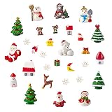 Christmas Theme Resin Miniature Fairy Garden Dollhouse Decoration Ornaments DIY Kit, Set of 30 Pieces