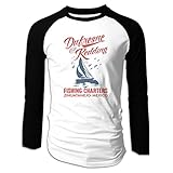Men's Dufresne & Redding Fishing Charters Design Plain Raglan T Shirt Long Sleeve