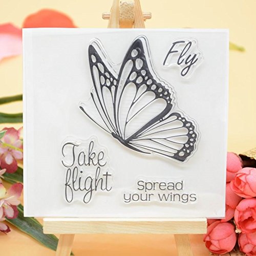 Welcome to Joyful Home 1pc Butterfly Clear Stamp for Card Making Decoration and Scrapbooking
