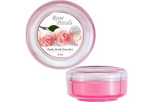 Rose Petals Body Powder for Women with Powder Puff, 100% Talc-Free, Elegant Rose Petals Scented Dusting Powder, After Bath for Soft Skin, 1 Pack (5oz)