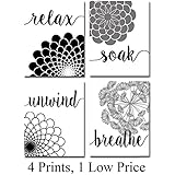 Bath Flowers Art Prints - Set of Four Photos (8x10) Unframed - Great Gift for Bathroom Decor