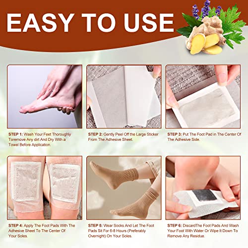 Disunie Foot Pads, Natural Deep Cleansing Foot Pads, Ginger Foot Pads Lavender Foot Patches for Pain & Stress Relief and Improve Sleep for Foot Care, 20 Pcs
