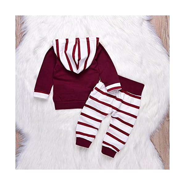 AlwaysFun Newborn Baby Girls Boys Long Sleeve Striped Hoodies Tops Sweatsuit and Stretch Pants Outfits Clothing Set - Image 3