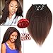 Kinky Yaki Straight Clip in Human Hair Extensions Black Double Weft Brazilian Unprocessed Virgin Hair Clip ins Top Grade 7A 7Pieces/set For African American (70g 10