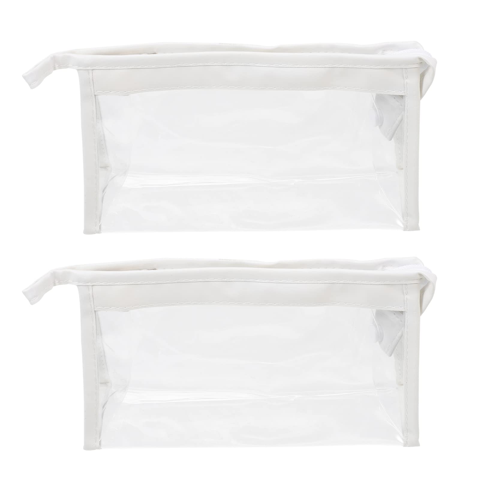 NUOBESTY Clear PVC Zipper Pencil Case: 2pcs Big Capacity Stationery Pencil Pen Bag Makeup Pouch Portable Travel Toiletry Bag White