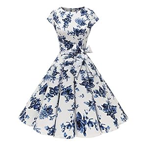 Dressystar Vintage 1950s Polka Dot and Solid Color Prom Dresses Cap-Sleeve