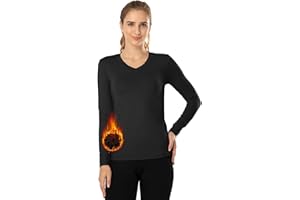 MANCYFIT Thermal Tops for Women Fleece Lined Shirt Long Sleeve Base Layer V Neck