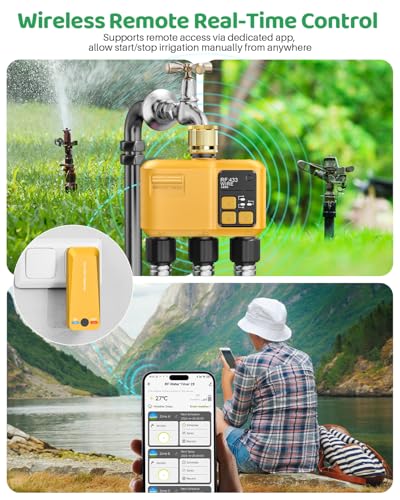 Shrivee Intelligent WiFi Irrigation Computer with 3 Outlets of Zones and 5 Watering Programs with Rain/Automatic Watering, Ideal for Greenhouse and Garden