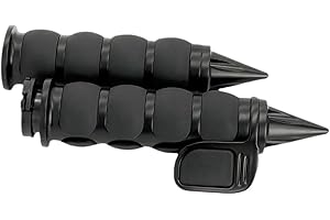 HADAXT Motorcycle Hand Grips 1 inch 25mm Universal Non-Slip Handlebar Throttle Grips Black Chrome for Harley Davidson Street Glide Sportster 883 Road King Dyna Electra Glide Softail Fatboy