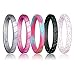 DoerDo Thin Silicone Wedding Ring Stackable Ring for Women, Affordable Rubber Wedding Bands for Active Style - 6 & 8 Rings Pack