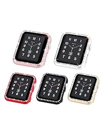 Coobes Compatible con Apple Watch Case 1.496 in 1.654 in, Funda protectora de parachoques de metal Mujer Bling Diamond Rhinestone Shiny Compatible iWatch serie 3 2 1, 38 mm