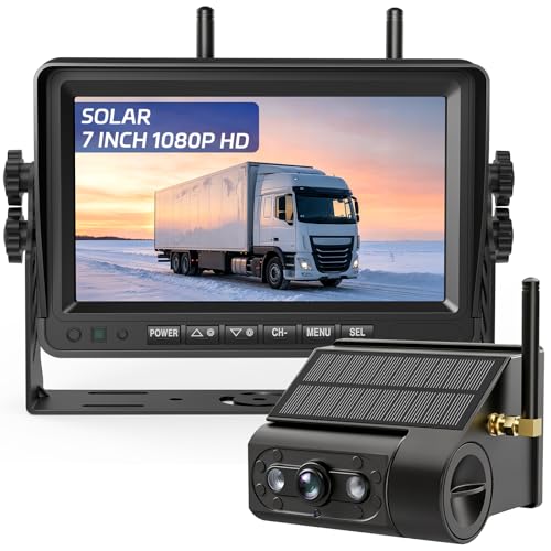 VASTEND Telecamera Retromarcia Solare Wireless 10000mAh, Monitor 7" IPS con DVR, Portata Lunga, Montaggio Magnetico, 1080P HD Visione Notturna, IP67 per Camper Furgone Camion(VS-7G)