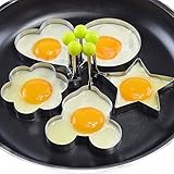 Small Egg & Pancake Ring Molds Yummy Sam 3.5 Inch Diameter Set of 5 Shapes - Non Stick - Bpa-free - Multi Use Cookware for Skillets, Frying Pans, Griddles and BBQ Stainless Steel(5 pack)