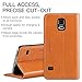Galaxy S5 Case, SHIELDON Genuine Leather Case Premium Wallet Case Flip Book Style with Stand Feature & ID Credit Card Compartments [Magnetic Closure] for Samsung Galaxy S5, Brown