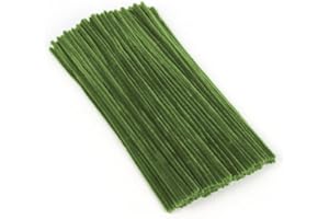 PYRISUU Pipe Cleaners, 100 Pieces Army Green Chenille Stems Craft, 12 inch Long Fluffy Pipe Cleaners for Creative DIY Art Craft Projects, Home Decoration Supplies (6 mm x 30 cm, Army Green)