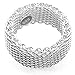 sephla Women Unique Ring 925 Sterling Silver Plated Soft Wave Mesh Ring Size 6-9