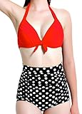 ANGEL SECRET Girls Swimsuits Floral Polka Vintage High Waisted Bikinis