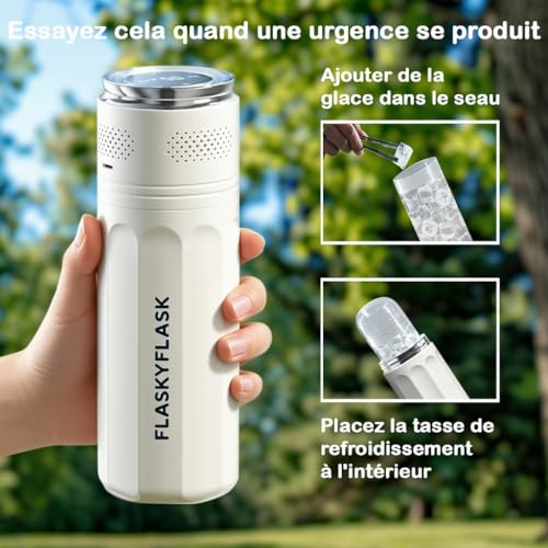 Flaskyflask Glacière à Insuline de Voyage USB - Réfrigérateur Médical Portable avec Contrôle Intelligent 2-8℃ (Blanc)