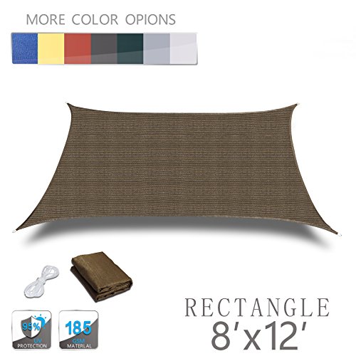 Love Story 8' x 12' Rectangle Brown UV Block Sun Shade Sail Perfect for Outdoor Patio Garden