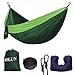 Camping Hammock Portable Lightweight Parachute Nylon Hammock with Tree Straps for Camping Travel Beach Yard (Dark Green and Green)