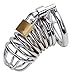 Uleade Male Chastity Device Cock Cage Steel Metal Silver Locked Cage Sex Toy for Men (3 Rings), Lock and 2 Keys Included