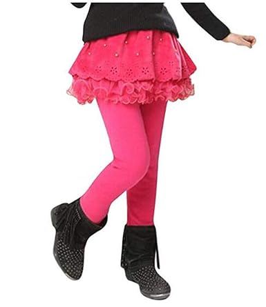 EXQUILEG Kinder Strumpfhose für Mädchen Winter Thermo Legging Hosenrock Leggings Geggings