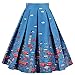 Dressever Women's Vintage A-line Printed Pleated Flared Midi Skirts Cars Medium