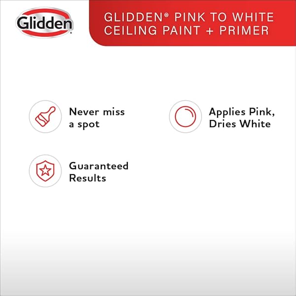 GLIDDEN GRAB-N-GO PINK TO WHITE CEILING PAINT, 1 GALLON, FLAT, WHITE