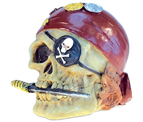 Money Bank Pirate Skull Handcrafted Table Top Resin - Pirates Theme Multicolor - Unique Elegant Gift and Souvenir by Mozlly