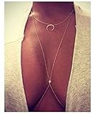 BeOne® New Ladies Bikini Moon Diamond Crystal Charm Crossover Harness Waist Belly Body Chain Necklace