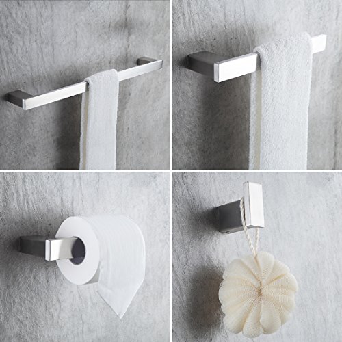 aimadi 4-Piece Bathroom Hardware Accessory Set - with 24"" Towel Bar Set Stainless Steel Wall Mounted, Brushed Nickel