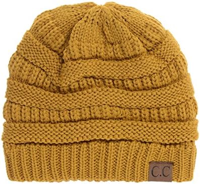 Yourstyle USA Trendy Warm Chunky Soft Stretch Cable Knit Slouchy Beanie (One Size, Mustard)
