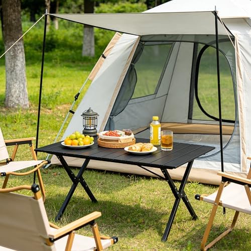 Mesa de Campismo Dobrável Ajustável Resistente às Intempéries 44x90x60 cm Preto