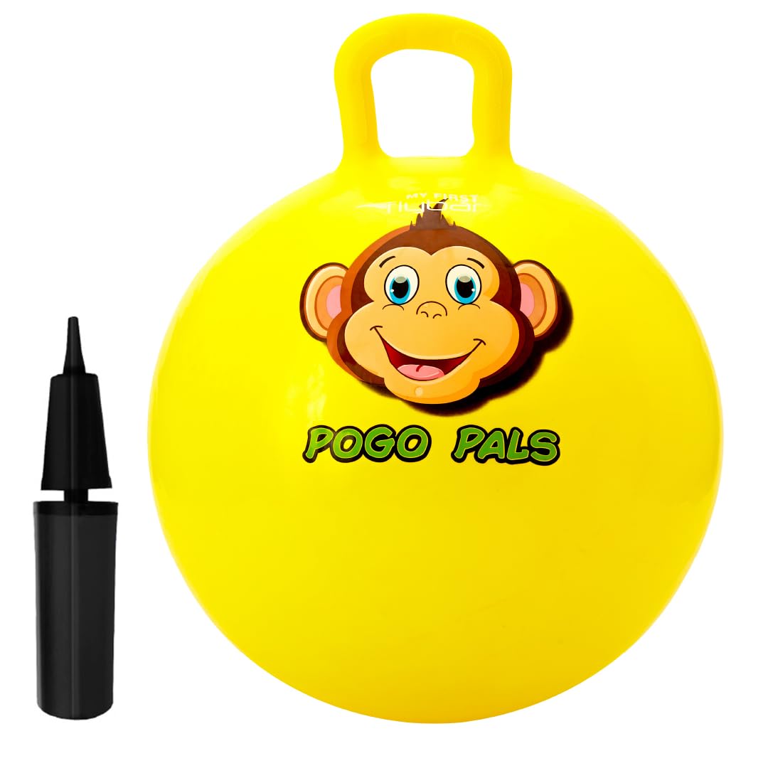 Flybar Hopper Ball for Kids, Inflatable Bouncy Ride-On Ball w/Handle for Indoor & Outdoor Active Play, Includes Pump, Jump Ball Toy for Boys & Girls, Supports Up to 185 lbs, Ages 6+, 22-Inch, Medium