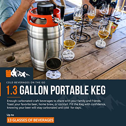 SuperHandy Beer Keg Growler (170 oz) Portable Carbonated Beverage Dispenser, PSI Regulator Cap